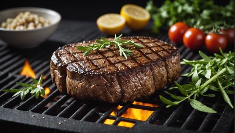 grilling steak on foreman